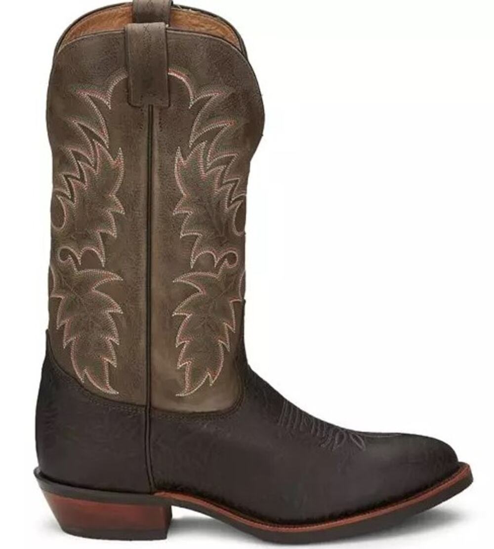 Tony Lama Krauss Boots Stitched Leather Cowboy Western Block Heel Dark Brown 8D